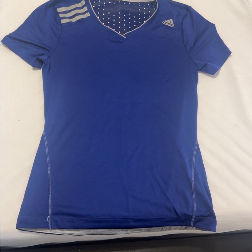 Adidas V-Neck Blue Tee